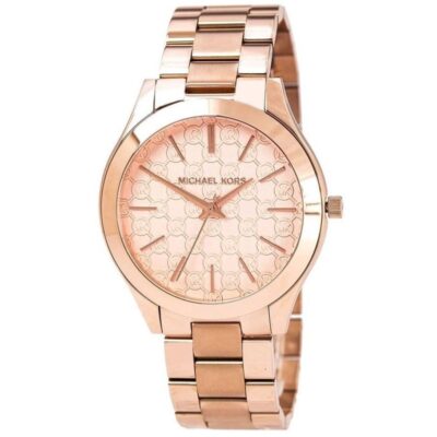 Michael Kors Ladies Slim Runway Rose Gold Motif Watch - MK3336
